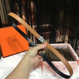 Brown and Black Reversible H Buckle Leather Belt