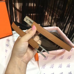 Brown and Black Reversible H Buckle Leather Belt