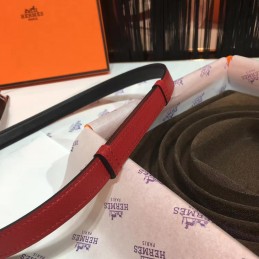 Red and White Reversible H Buckle Leather Belt