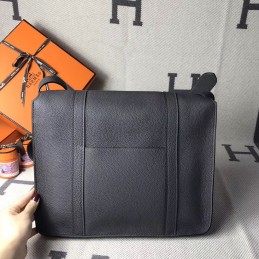 Black Steve Caporal 35 Messenger Smooth Leather Bag