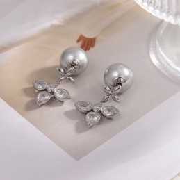 Grey Pearl Crystal Drop...