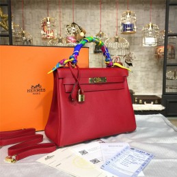 Red Kelly 28 Bag With Twilly Handle