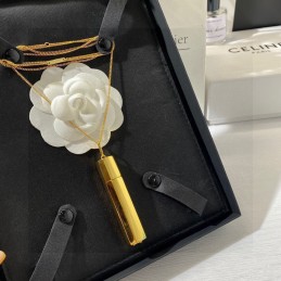 Cylinder Pendant Necklace Gold