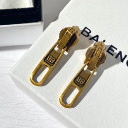 Zipper Pull Drop Earrings Gold