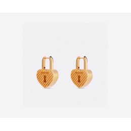 Orange Padlock Heart Earrings