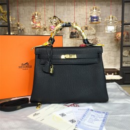 Black Kelly 28 Gold Hardware Bag