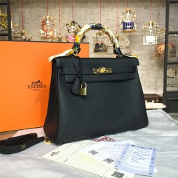 Black Kelly 28 Gold Hardware Bag