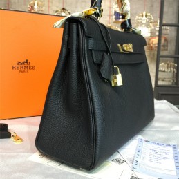 Black Kelly 28 Gold Hardware Bag