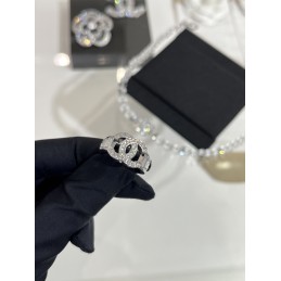 Bold Crystal CC Ring Silver