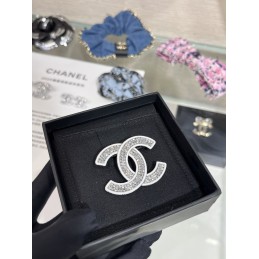 Pave Crystal CC Brooch Silver