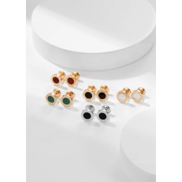 Round Stone Stud Earrings