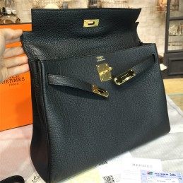 Black Kelly 28 Gold Hardware Bag