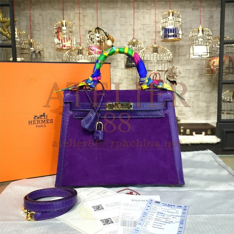 Purple Kelly 28 Gold Hardware Bag