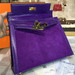 Purple Kelly 28 Gold Hardware Bag
