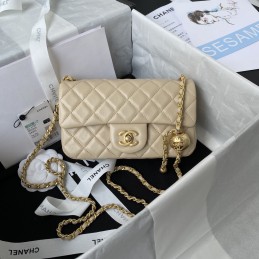 Mini Flap Ball Chain Bag Beige