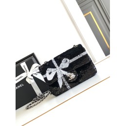 Mini Flap Bag Black Sequins...