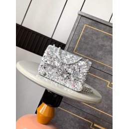 Mini Flap Bag Silver Sequins
