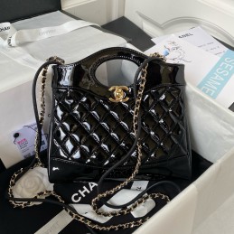 31 Mini Patent Tote Black