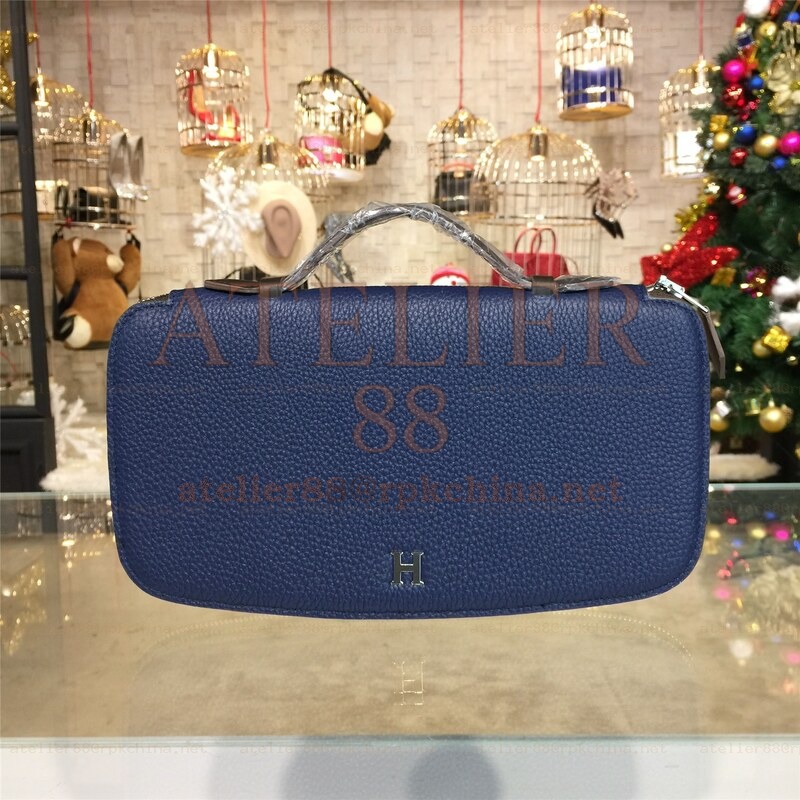 Navy Blue H Leather Wallet