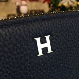 Navy Blue H Leather Wallet