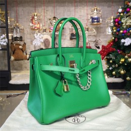 Green Birkin 35 Bag Silver Chain