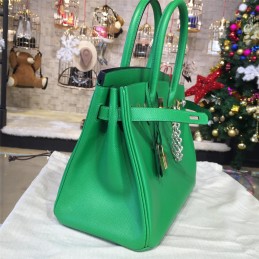 Green Birkin 35 Bag Silver Chain