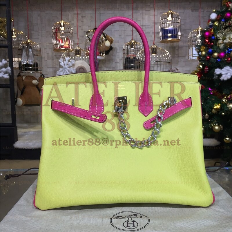 Yellow Fuchsia Birkin 35 Bag