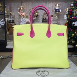 Yellow Fuchsia Birkin 35 Bag