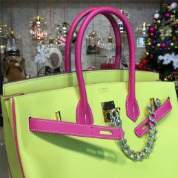 Yellow Fuchsia Birkin 35 Bag