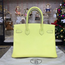 Yellow Birkin 35 Bag Silver Chain