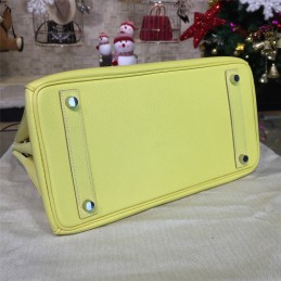 Yellow Birkin 35 Bag Silver Chain
