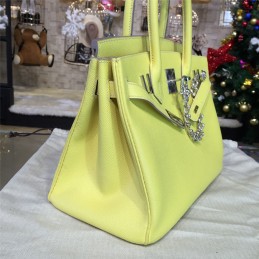 Yellow Birkin 35 Bag Silver Chain