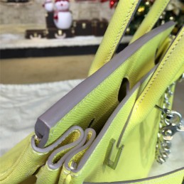 Yellow Birkin 35 Bag Silver Chain