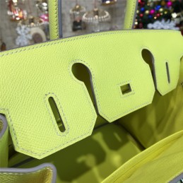 Yellow Birkin 35 Bag Silver Chain