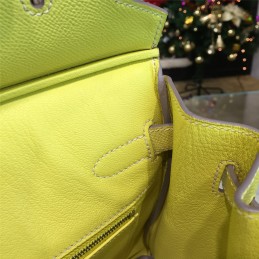 Yellow Birkin 35 Bag Silver Chain