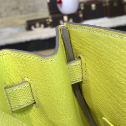 Yellow Birkin 35 Bag Silver Chain