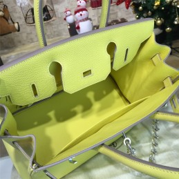 Yellow Birkin 35 Bag Silver Chain