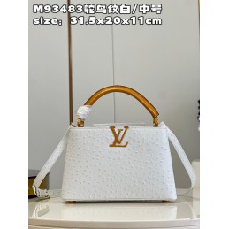 Capucines MM White Ostrich...