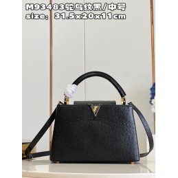 Capucines MM Black Ostrich...