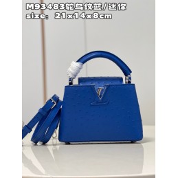 Capucines Mini Blue Ostrich...