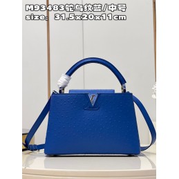 Capucines MM Blue Ostrich...