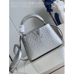 Capucines Mini Grey Ostrich...