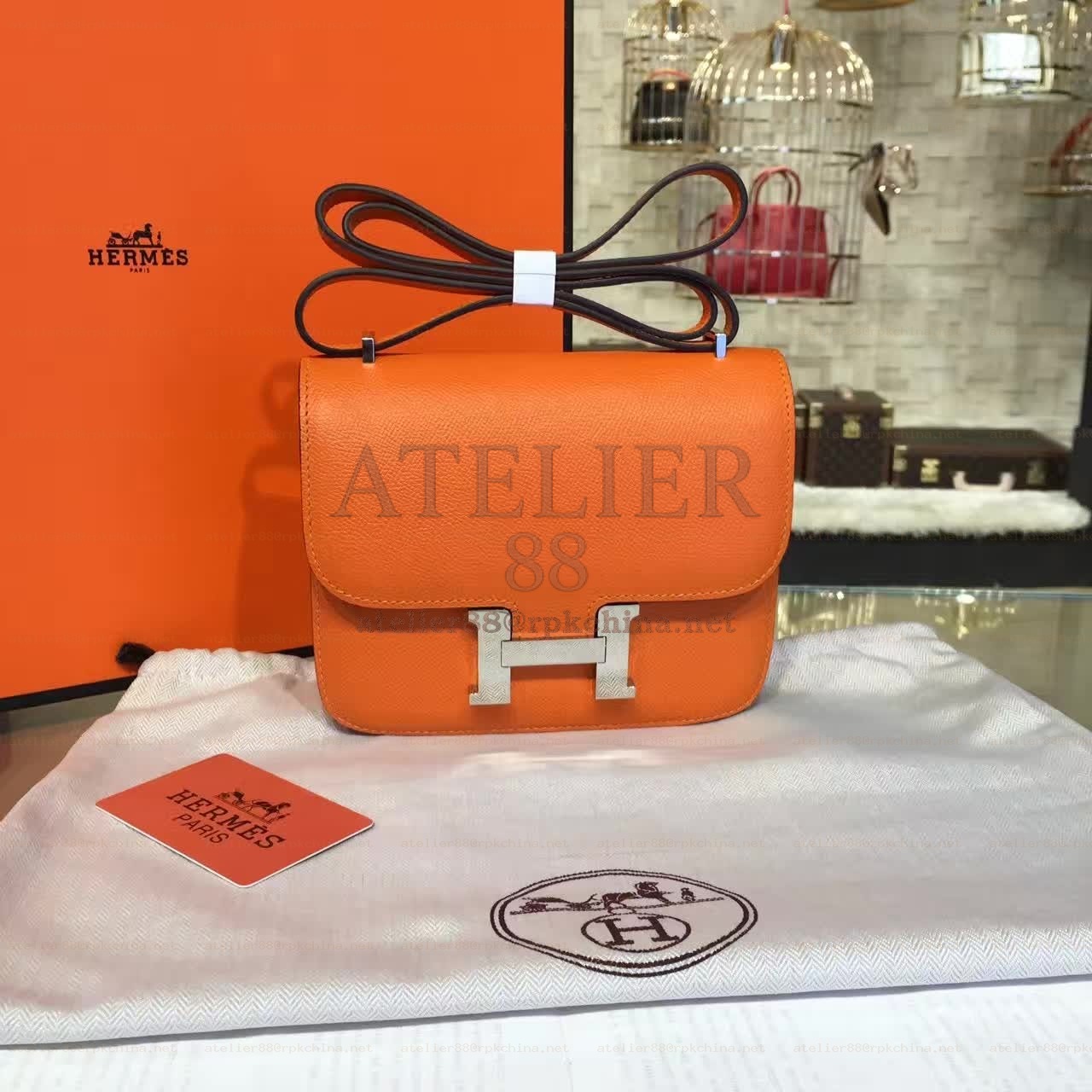 Orange Constance 24 Palladium Hardware Bag