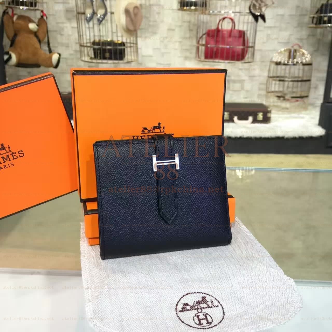 Black Epsom Bearn Wallet Silver H Hardware