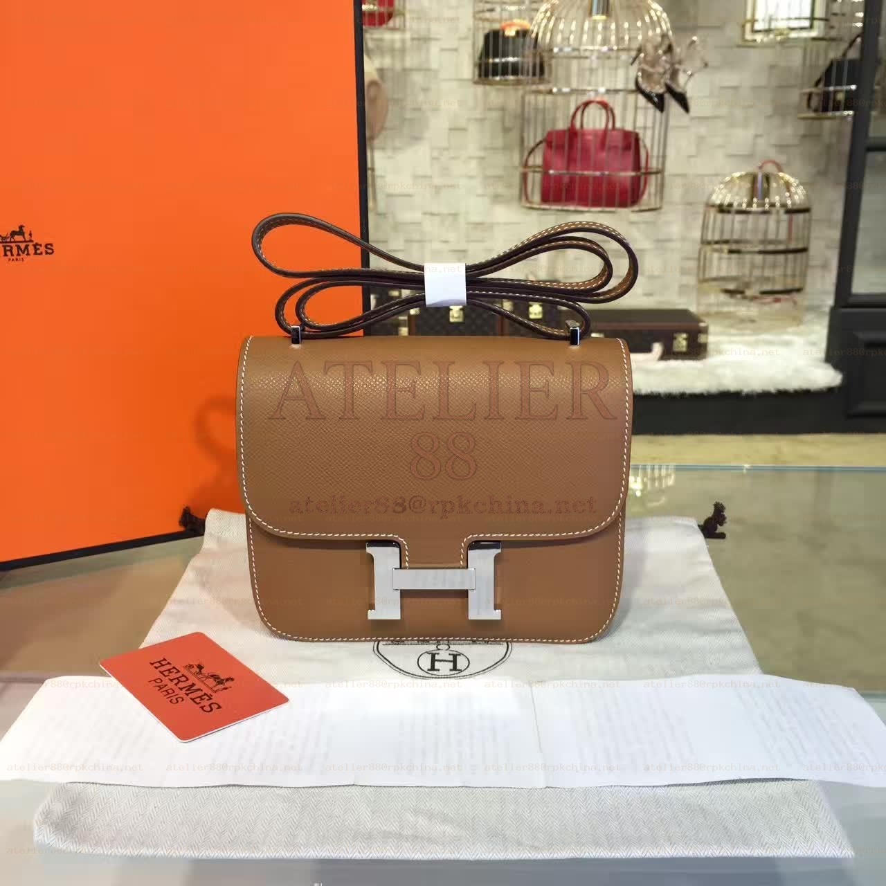 Tan Constance Mini 18 Palladium Hardware Bag