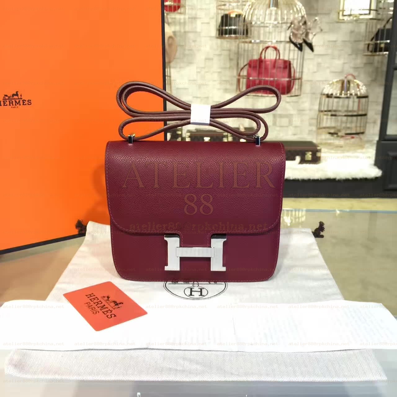 Burgundy Constance Mini 18 Palladium Hardware Bag