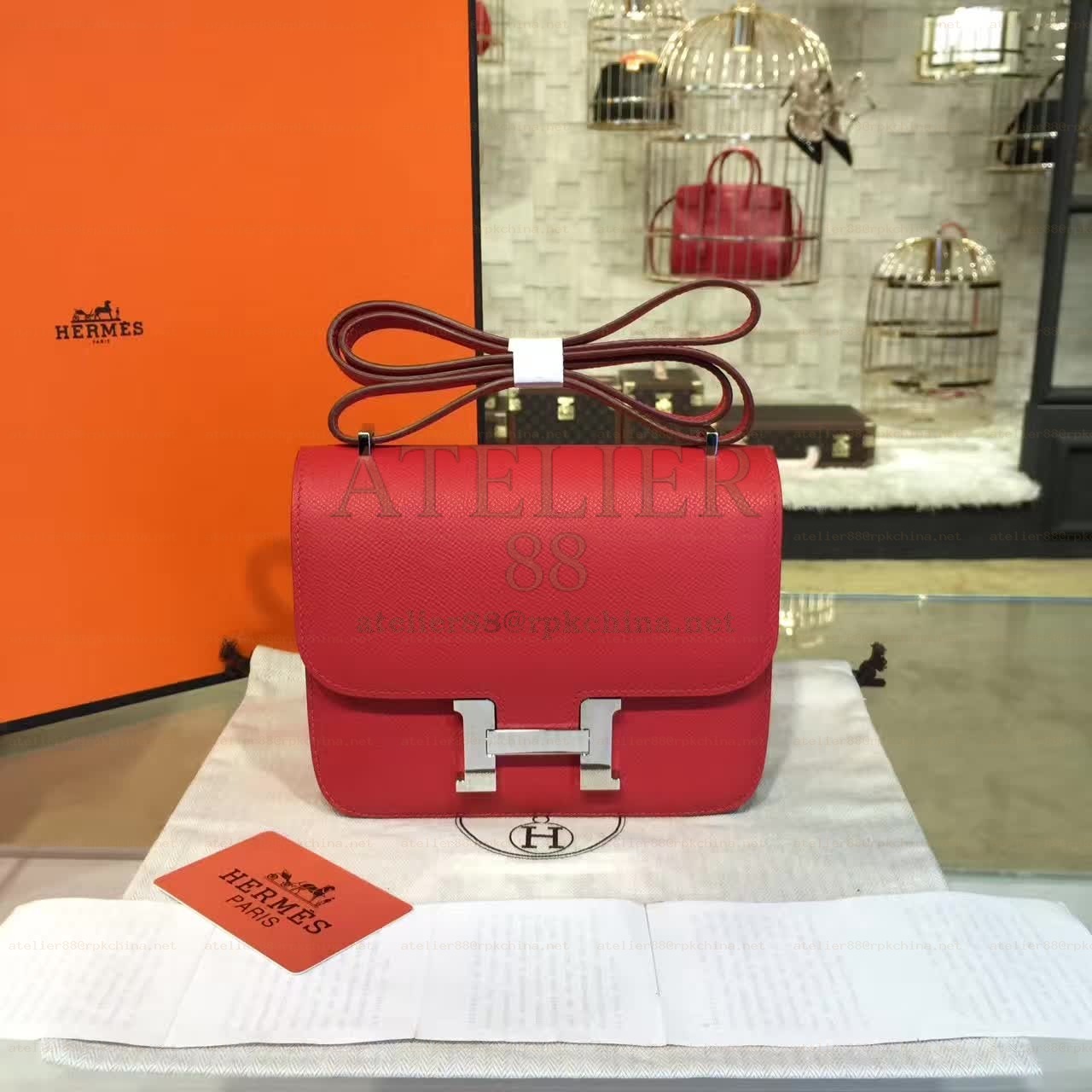 Red Constance Mini 18 Palladium Hardware Bag