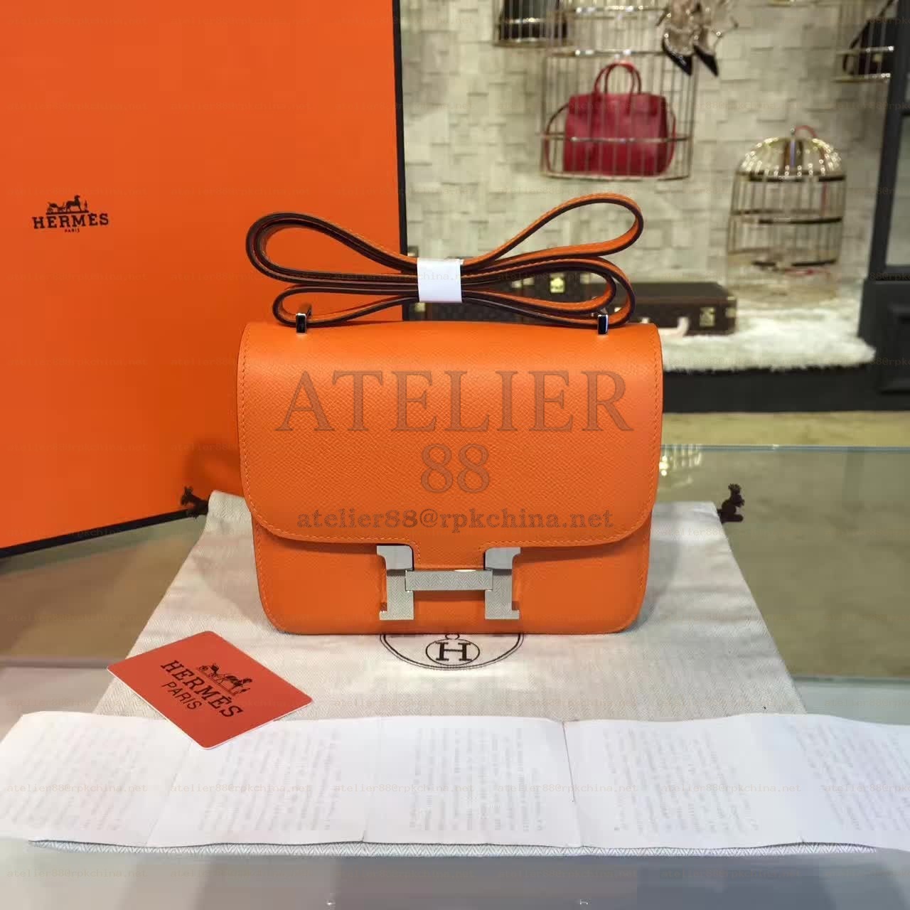 Orange Constance Mini 18 Palladium Hardware Bag