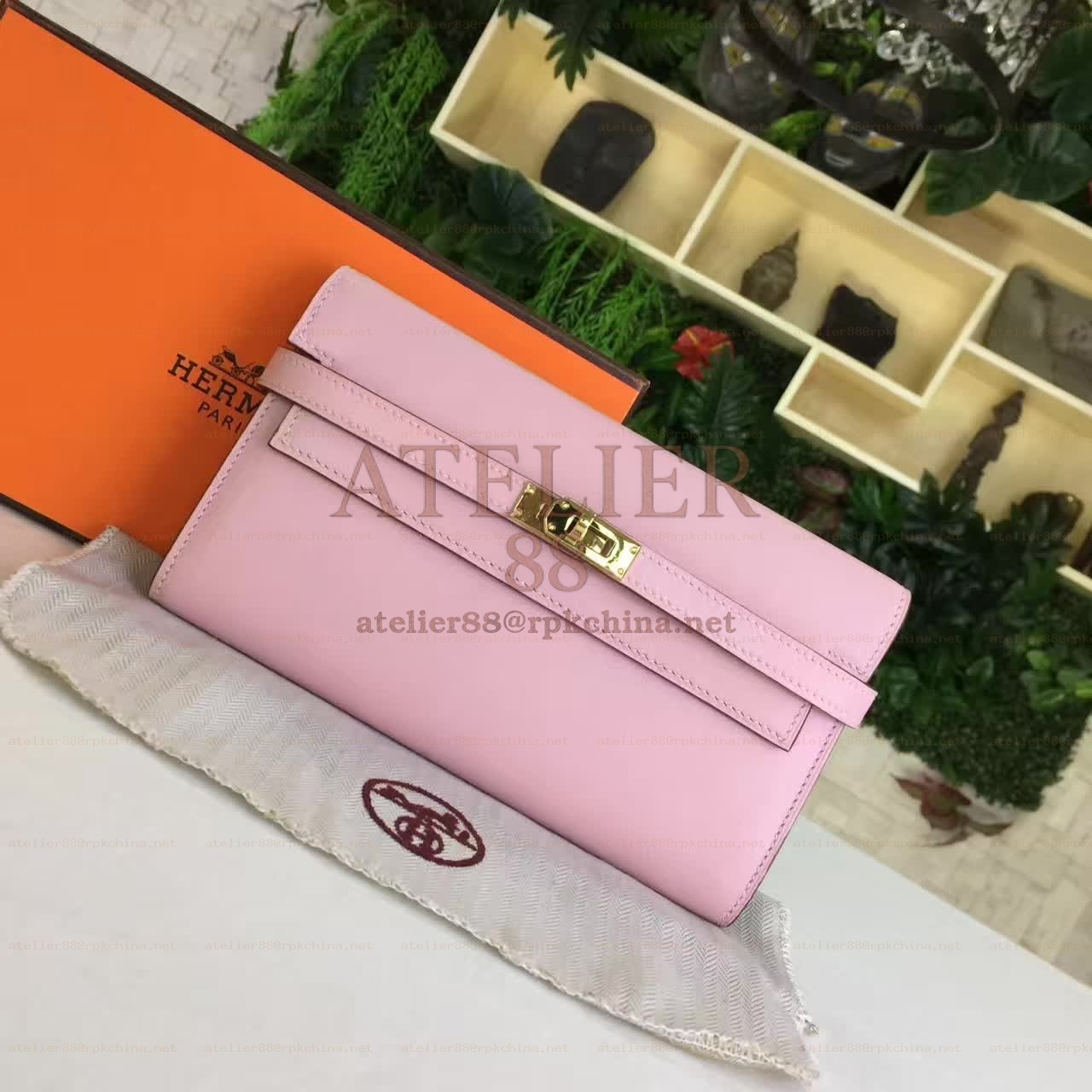 Light Pink Kelly Wallet Gold Hardware