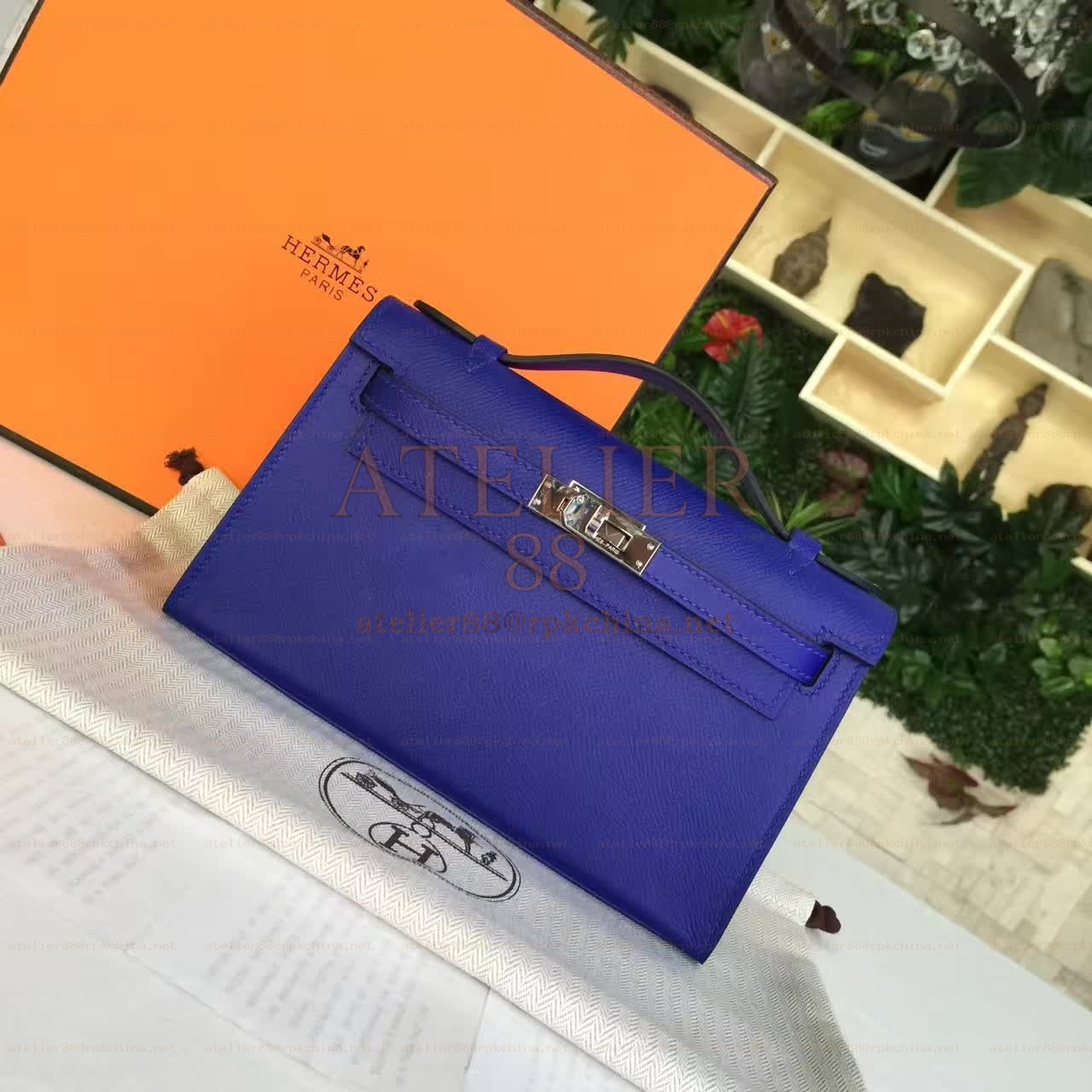 Cobalt Blue Kelly Pochette Gold Hardware Bag